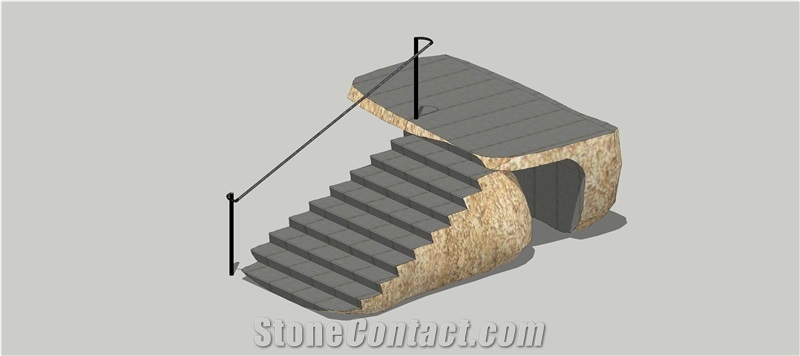 Monolithic Black Granite Garden Decoration Steps