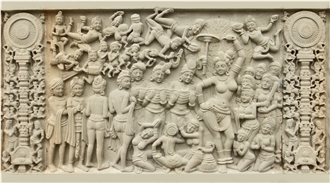 White Sandstone Medallion Wall Relief Sculpture