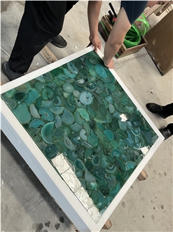 840 Gemstone Tiles, Dark Green Agate Tiles