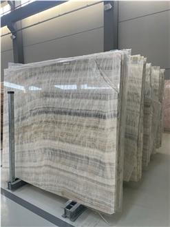 Rainbow Onyx Slabs- Grey Onyx Vein Cut