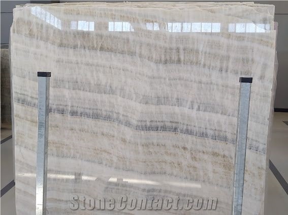 Rainbow Onyx Slabs- Grey Onyx Vein Cut