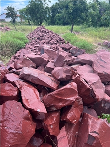 Red Jaspe Rock Pieces And Small Boulders