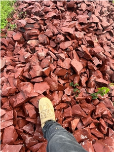 Red Jaspe Rock Pieces And Small Boulders