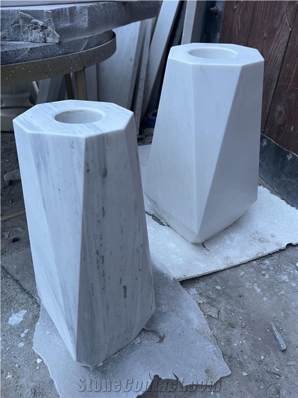 Carrara Marble Monumental Vases