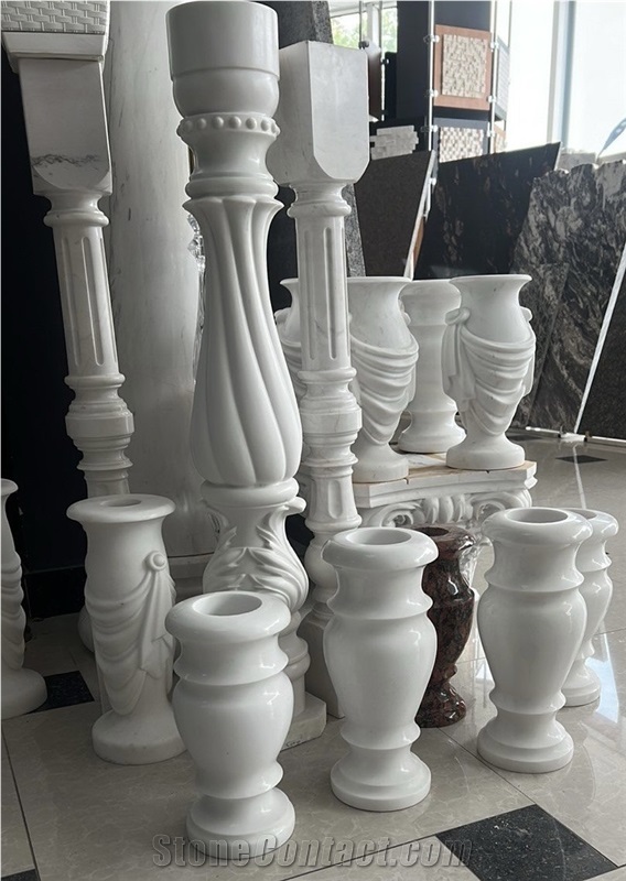 Carrara Marble Monumental Vases