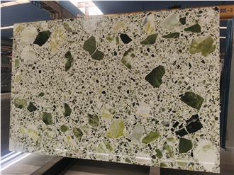 Green Terrazzo Slab Cement Floor Tiles