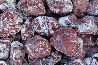 Cherry Red Rosso Levanto Marble Tumbled Pebble Stone
