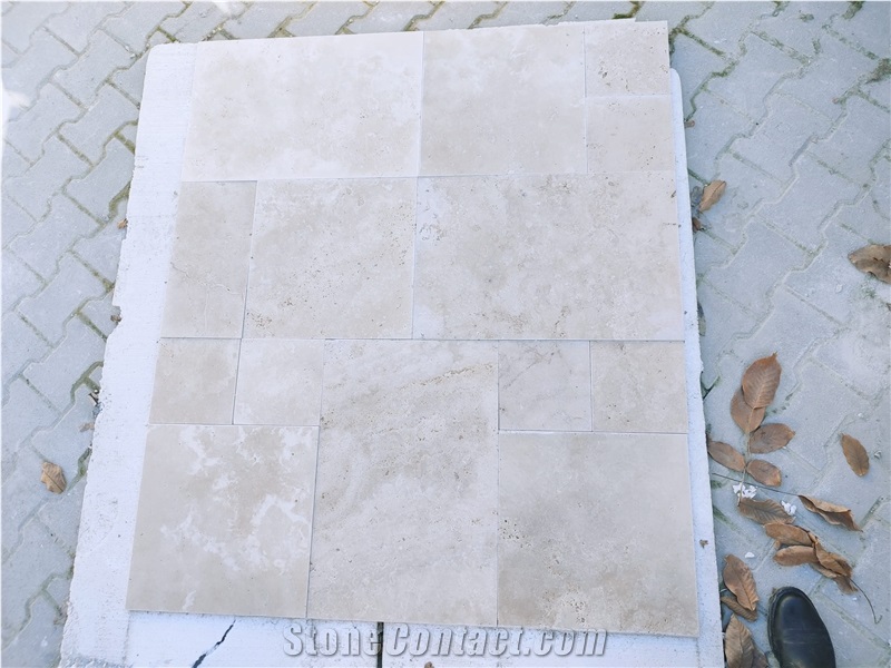 1,2  Classic Light Ivory Travertine French Pattern