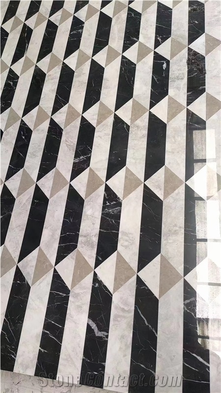 Decoration Arc Water Jet Marble Pattern Wall Panel