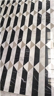 Decoration Arc Water Jet Marble Pattern Wall Panel