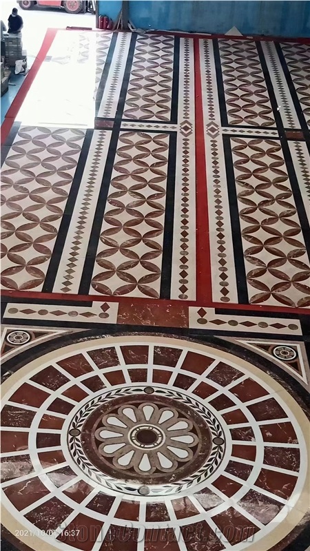Decoration Arc Water Jet Marble Pattern Wall Panel