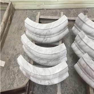 Helical Shaped White Marble Sculptured Columns Base And Top