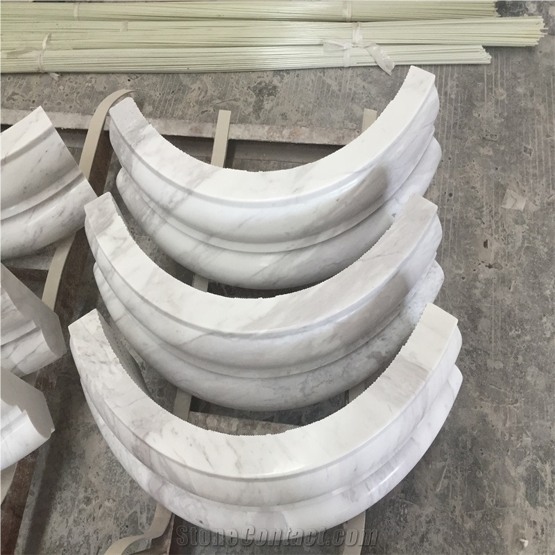 Helical Shaped White Marble Sculptured Columns Base And Top
