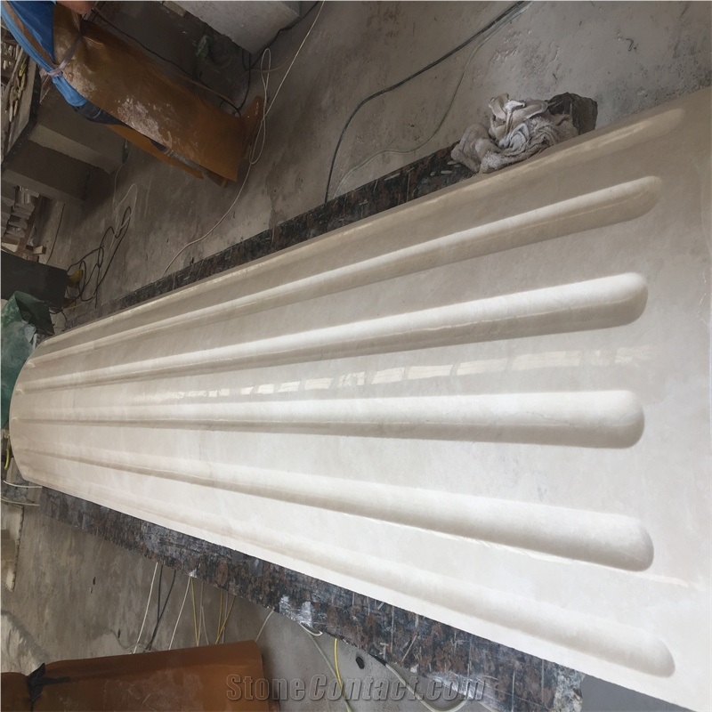 Helical Shaped White Marble Sculptured Columns Base And Top