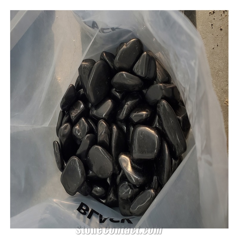 High Polished Black Garden River Pebble Stone