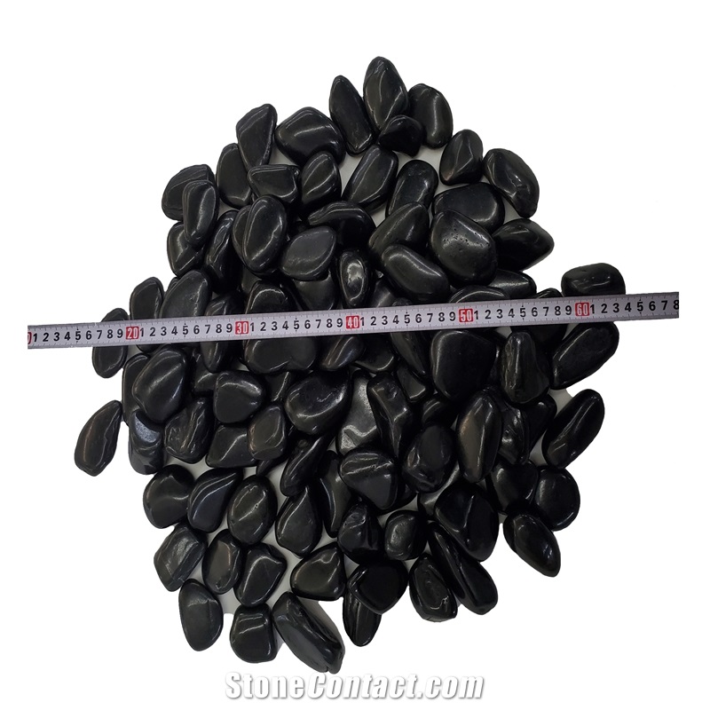 High Polished Black Garden River Pebble Stone