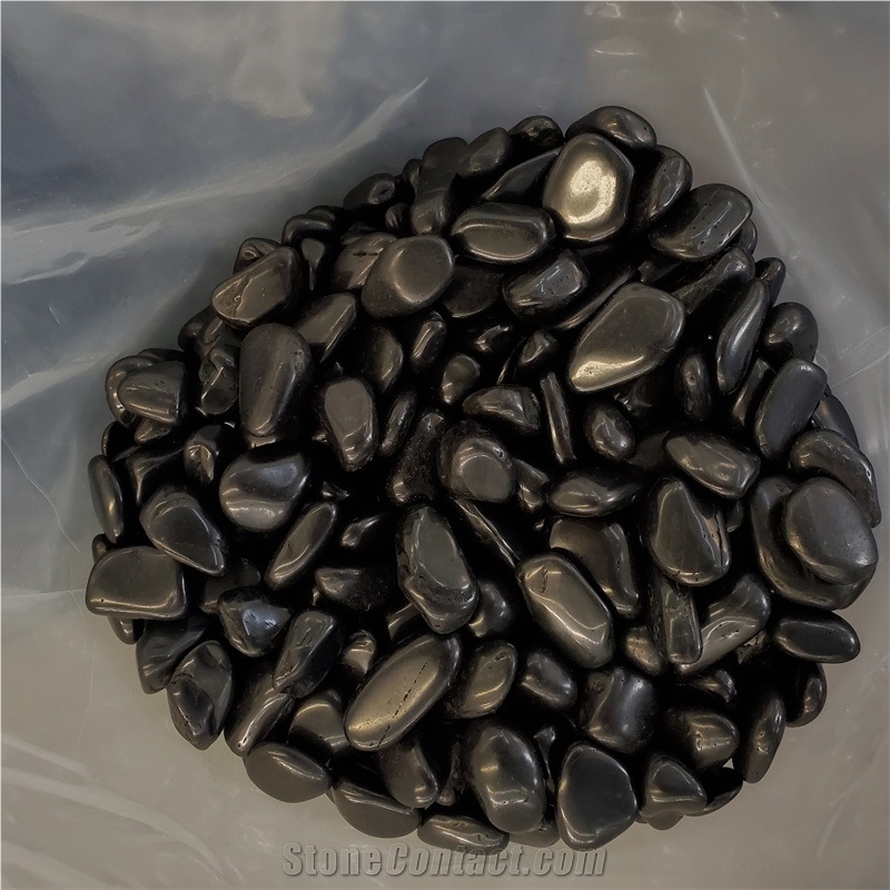 High Polished Black Garden River Pebble Stone