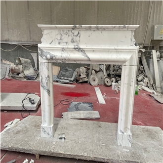 Luxury Home Decor Custom White Marble Fireplace Mantel
