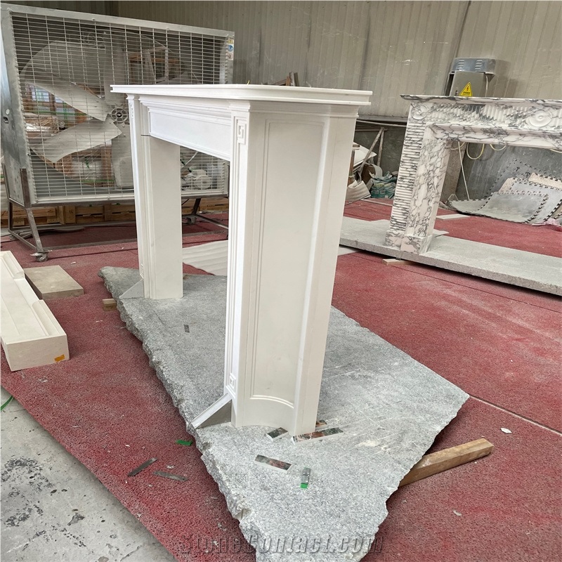 Luxury Home Decor Custom White Marble Fireplace Mantel