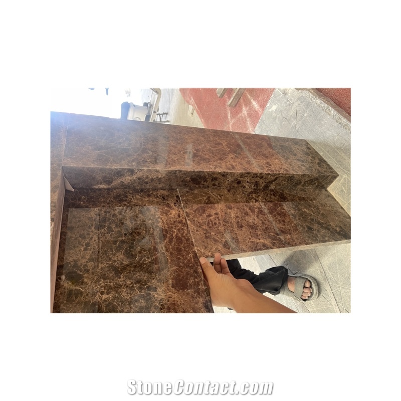 Modern Brown Marble Indoor Fireplace