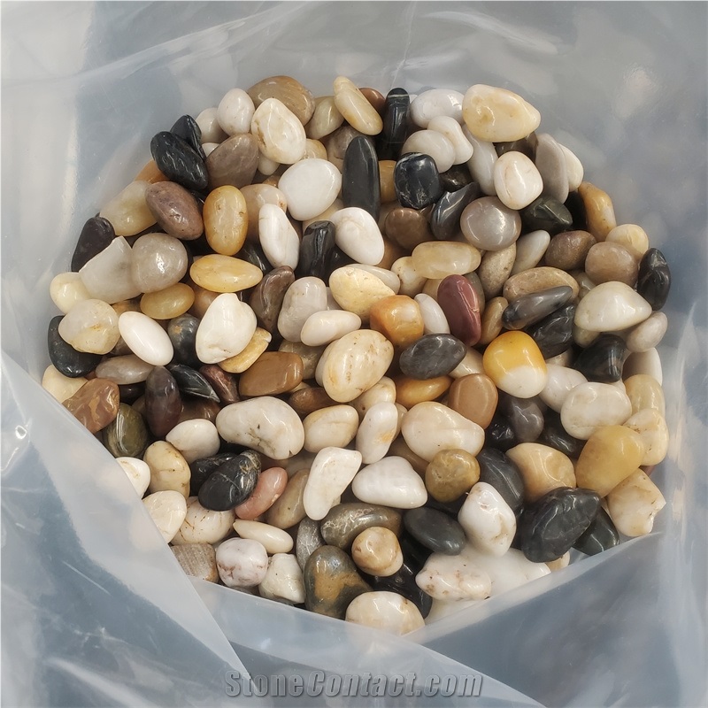 Natural Polished Mixed Color Landscape Stone Pebbles