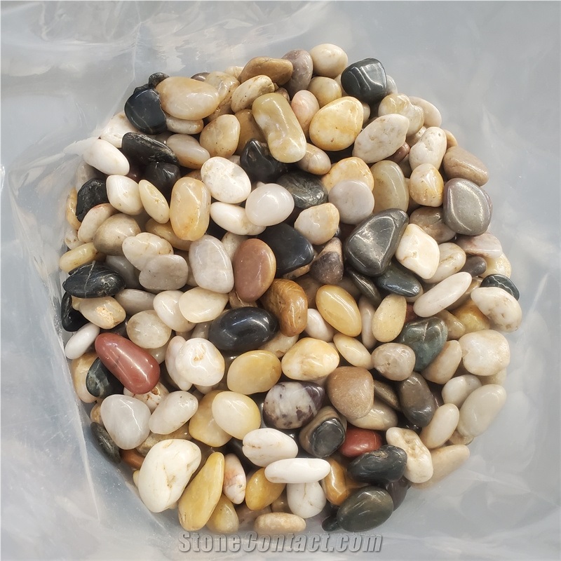 Natural Polished Mixed Color Landscape Stone Pebbles