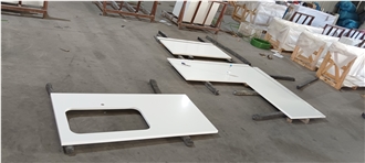 Pure White Quartz Stone Kitchen Countertops