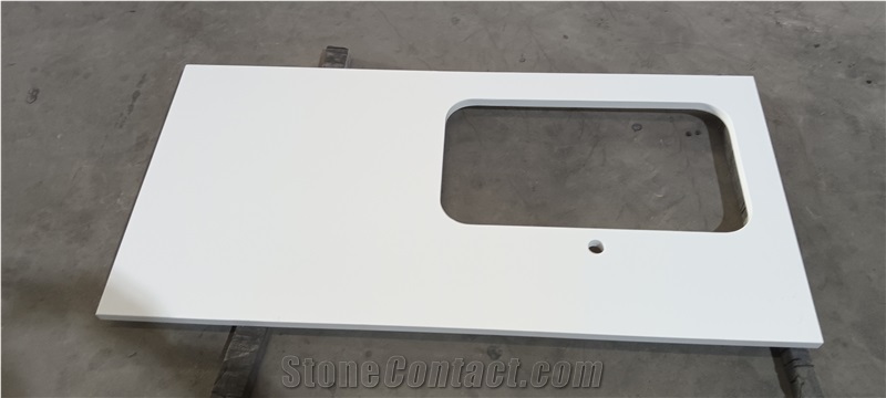 Pure White Quartz Stone Kitchen Countertops