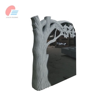India Absolute Black Granite Classic Tree Engraved Tombstone