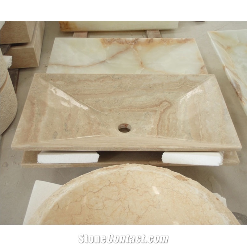 Beige Travertine Rectangle Wash Basin