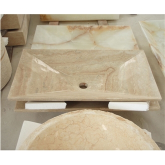 Beige Travertine Rectangle Wash Basin