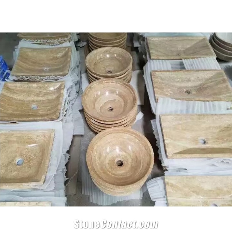 Beige Travertine Rectangle Wash Basin