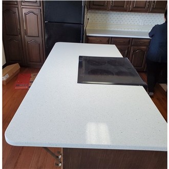 Crystal White Artificial Quartz Stone Kitchen Countertops