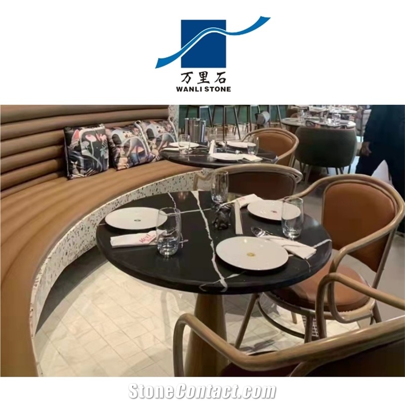 Solid Color Artificial Quartz Stone Cafe Table Tops