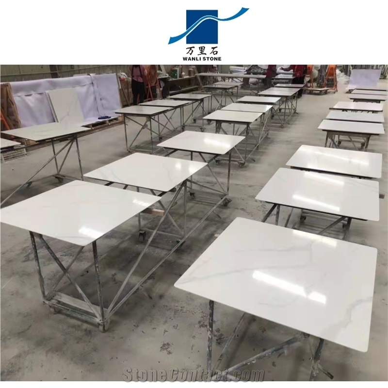 Solid Color Artificial Quartz Stone Cafe Table Tops