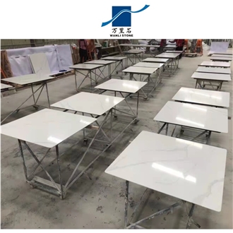 Solid Color Artificial Quartz Stone Cafe Table Tops