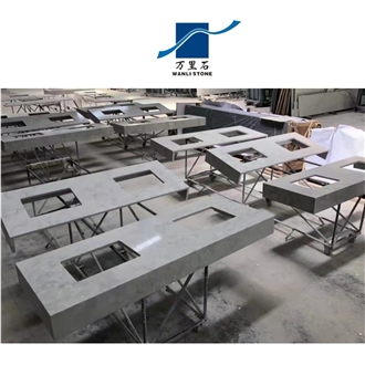 Solid Color Artificial Quartz Stone Cafe Table Tops