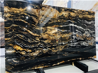 Gold Silk Black Fusion Granite Slabs