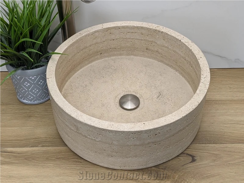 Turkey Beige Travertine Vessel Wash Basin