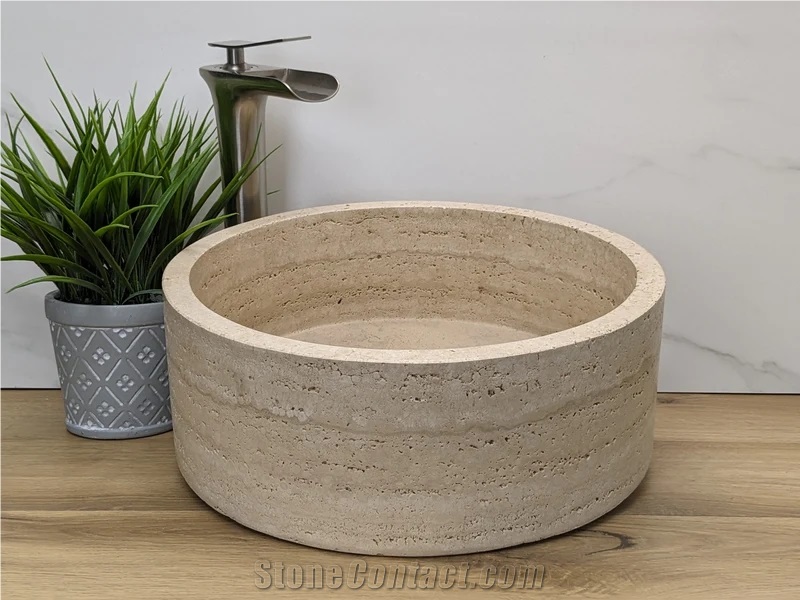 Turkey Beige Travertine Vessel Wash Basin