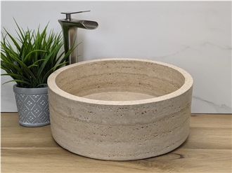 Turkey Beige Travertine Vessel Wash Basin