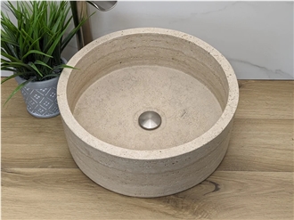 Turkey Beige Travertine Vessel Wash Basin