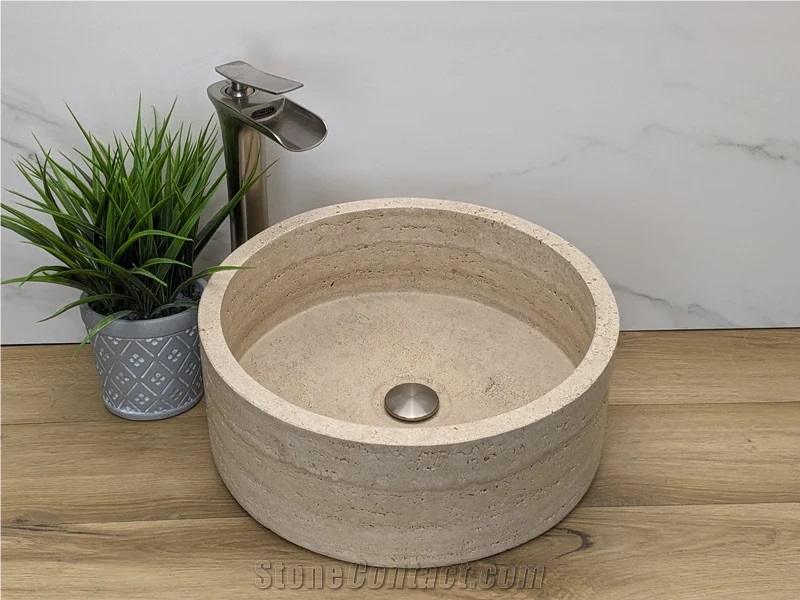 Turkey Beige Travertine Vessel Wash Basin