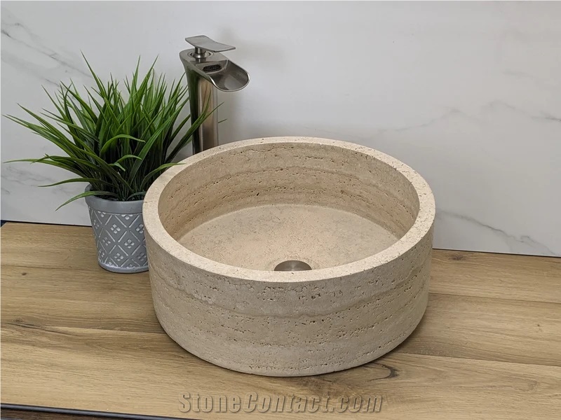 Turkey Beige Travertine Vessel Wash Basin