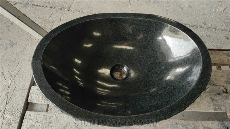 Zhangpu Black Basalt Oval Basin