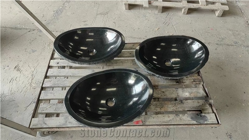 Zhangpu Black Basalt Oval Basin