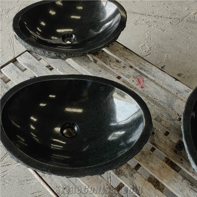 Zhangpu Black Basalt Oval Basin