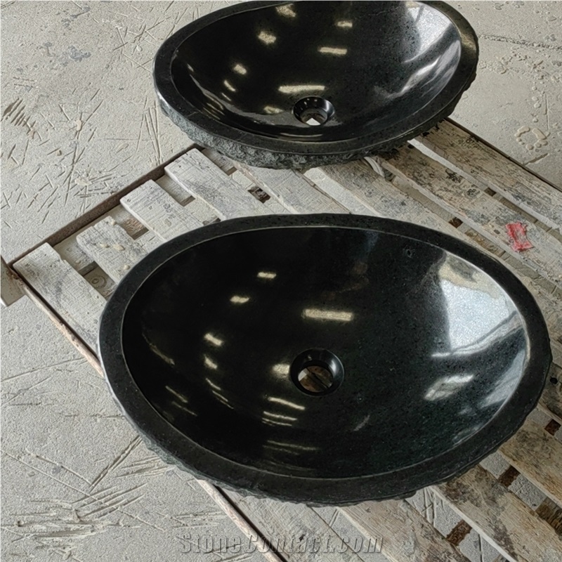 Zhangpu Black Basalt Oval Basin