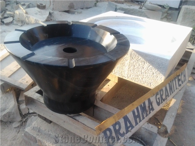 Black Granite Bowl Round Water Feature