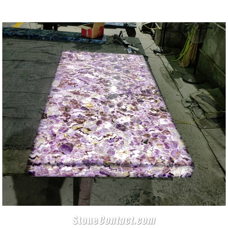 Backlit Purple Agate Semiprecious Stone Tiles